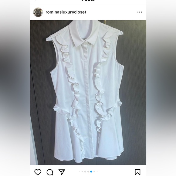 🤍Alexis “Huxley” White Ruffle Dress Button Down 🤍 - Picture 5 of 10